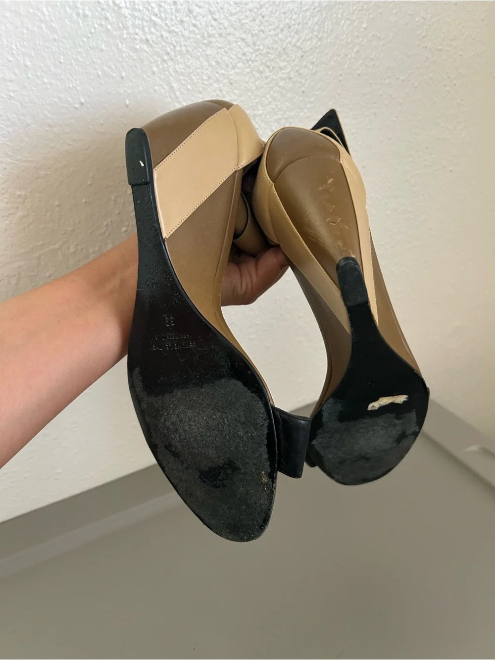 Pierre Hardy Black and Tan Leather Wedge Sandals